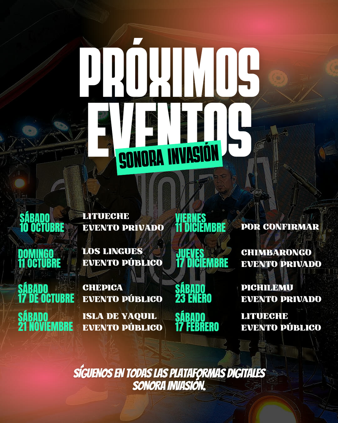 Próximos eventos de Sonora Invasión: octubre 2026 a febrero 2027